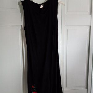 Ann Taylor Loft petite, black sheath dress, rose motif, size 00